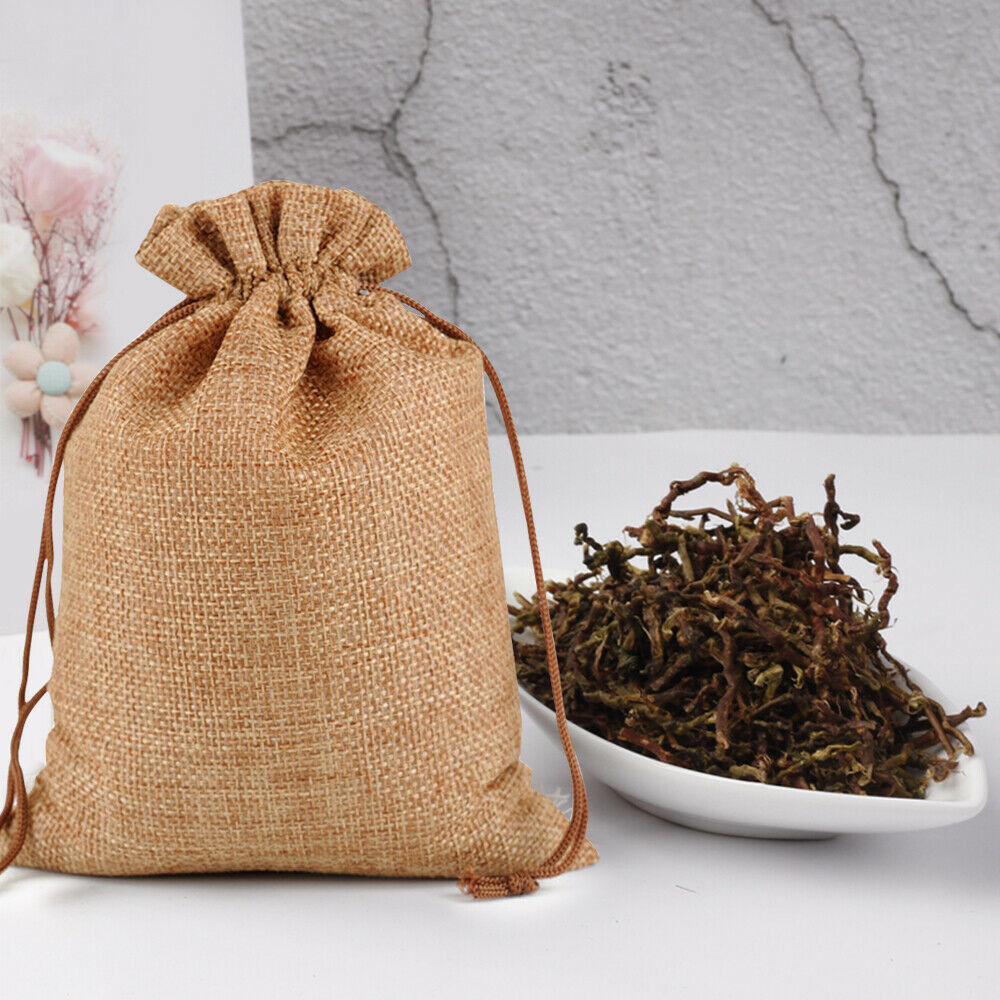 Double drawstring jute bag, easy fasten with soft liner. 