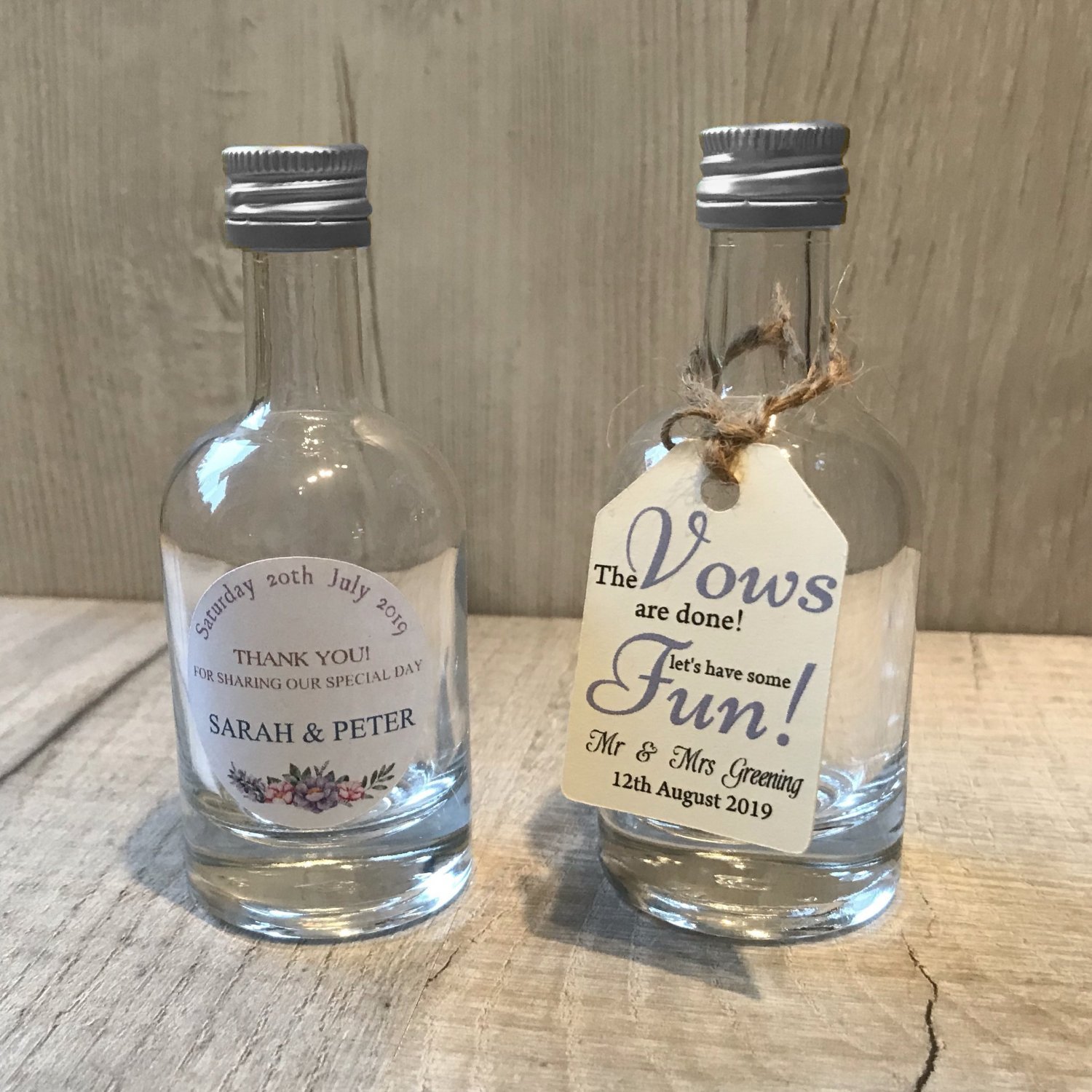Empty Small Miniature Clear Glass Bottles and jars for Wedding Favours or  Parties